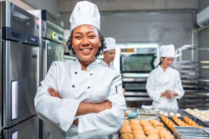 mulher em área da gastronomia